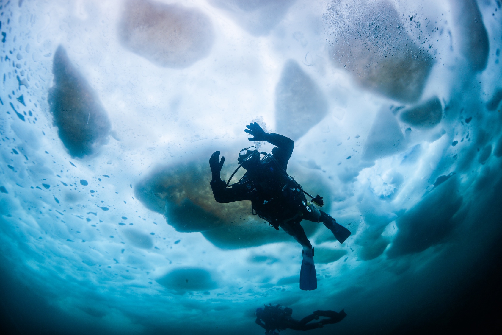 Diving under ice in Antarctica