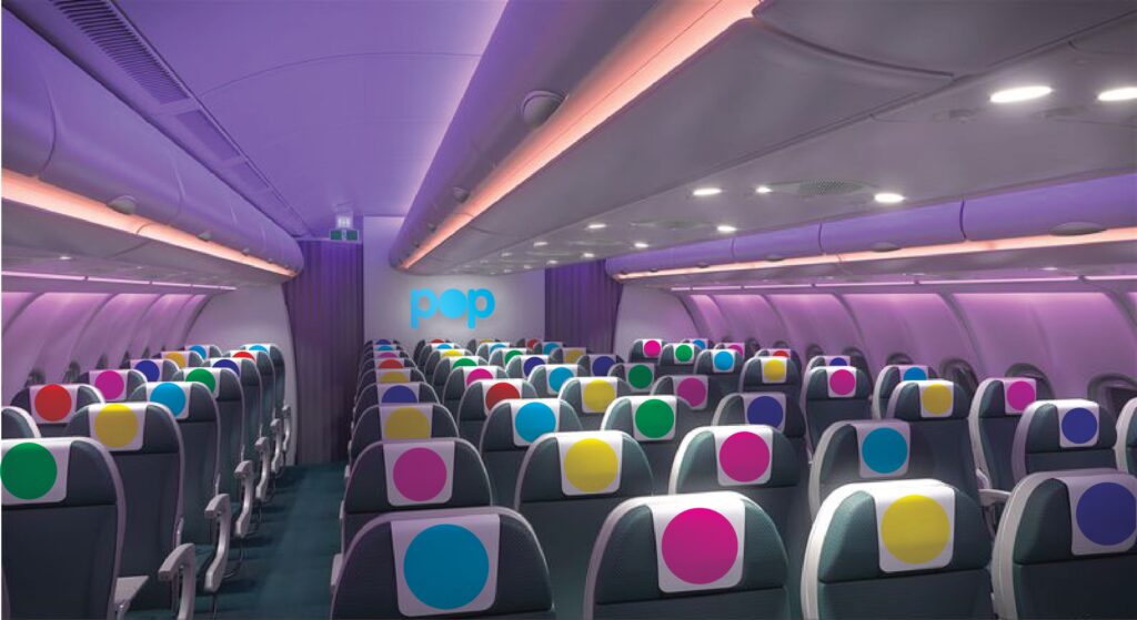 POP airline economy class cabin