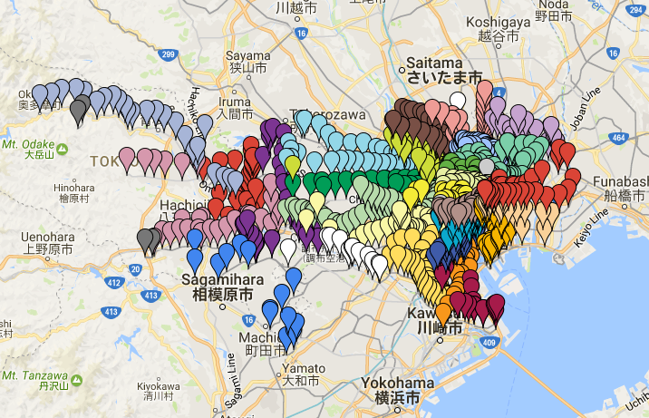 Eki hunting map Tokyo