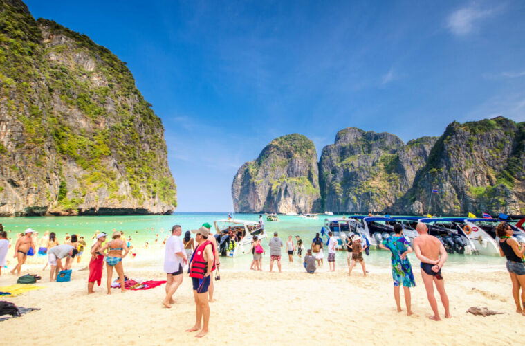 Overtourism on Thailand's May Bay beach