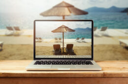 Laptop on beach