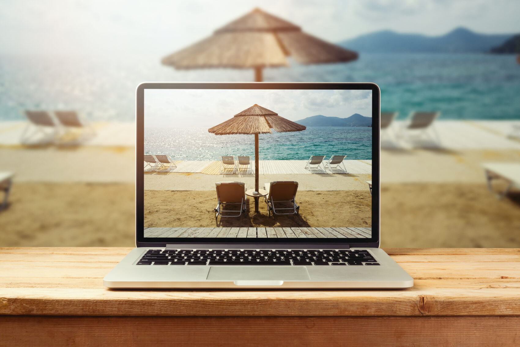 Laptop on beach