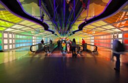 Futuristic rainbow walkway