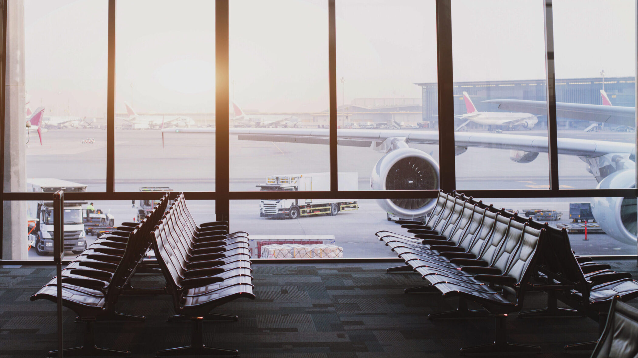 Empty airport departure terminal
