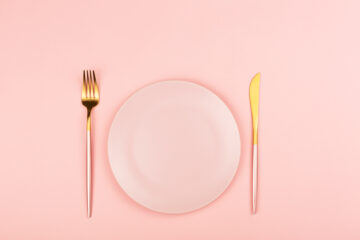 Pink plate and cutlery