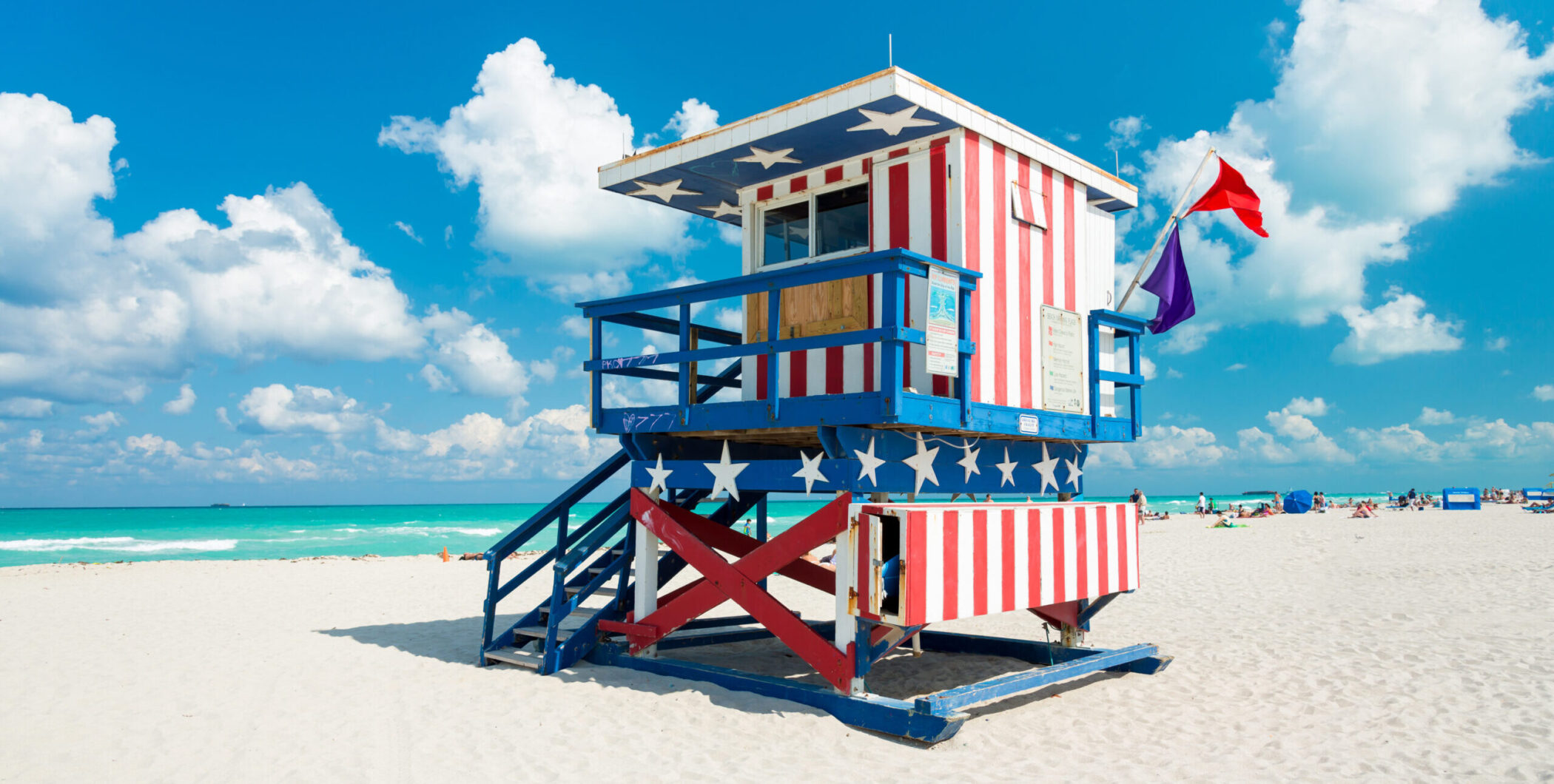 Lifeguard hut in South Beach, Miami