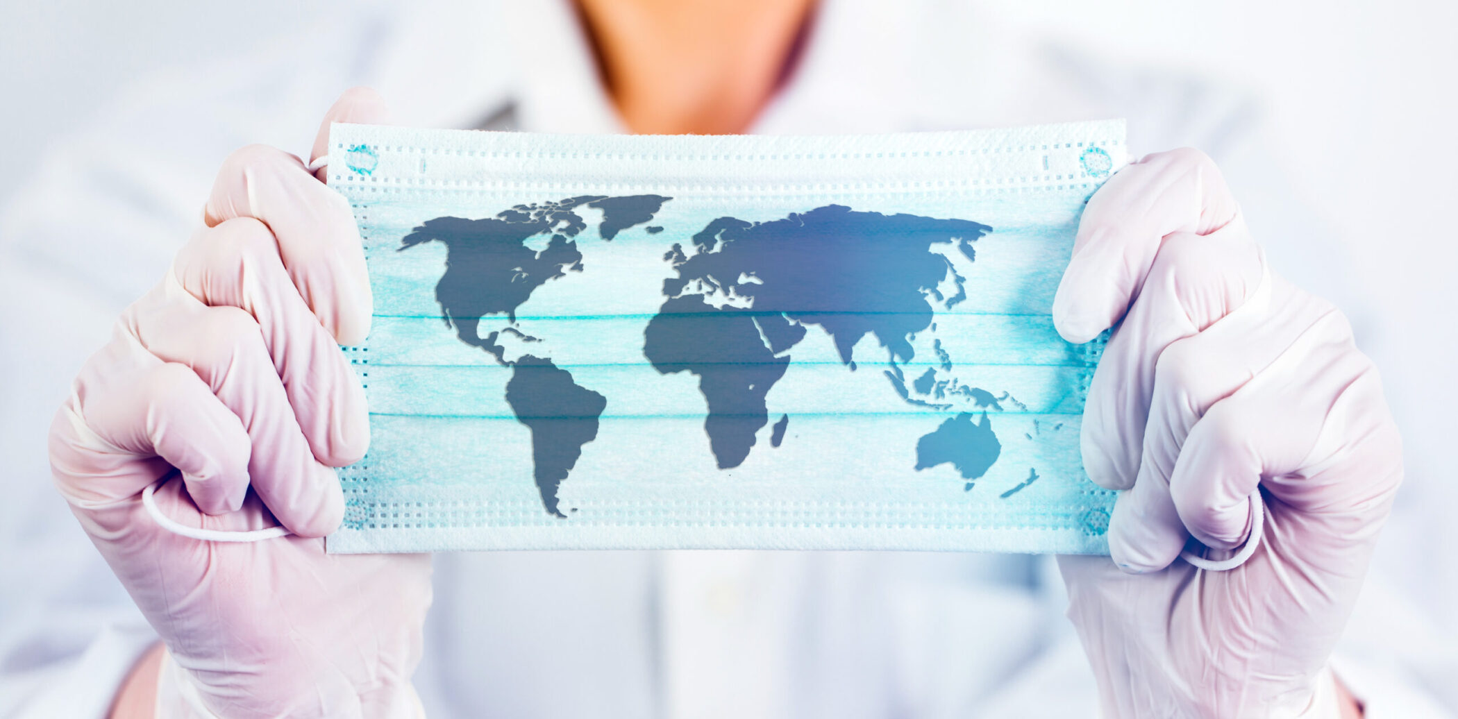 Map of the world on face mask