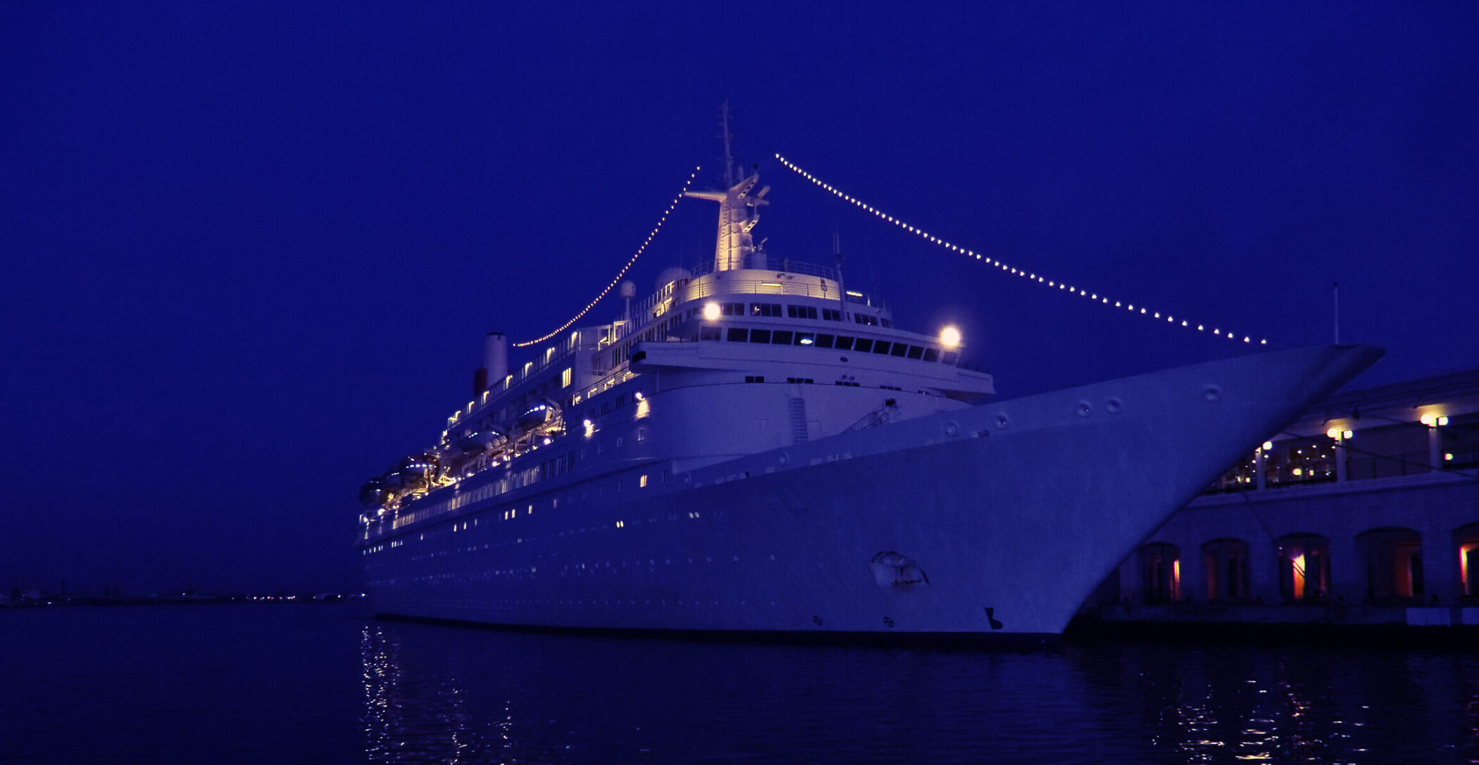 Cruise ship at night