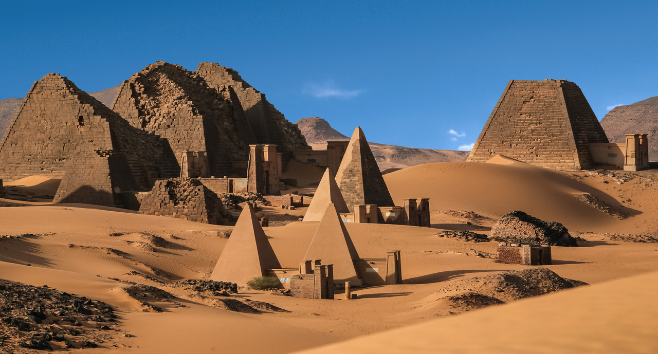 Meroe pyramids in the Sahara desert Sudan