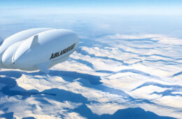 Airlander flying above snow