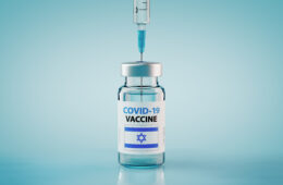 COVID-19 Coronavirus Vaccine and Syringe with flag of Israel Concept Image
