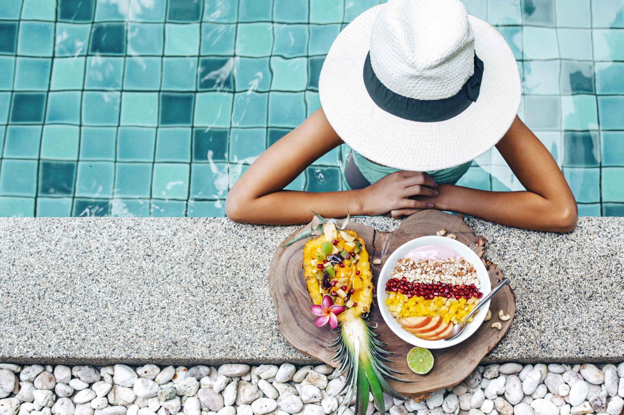 Vegan poolside dining