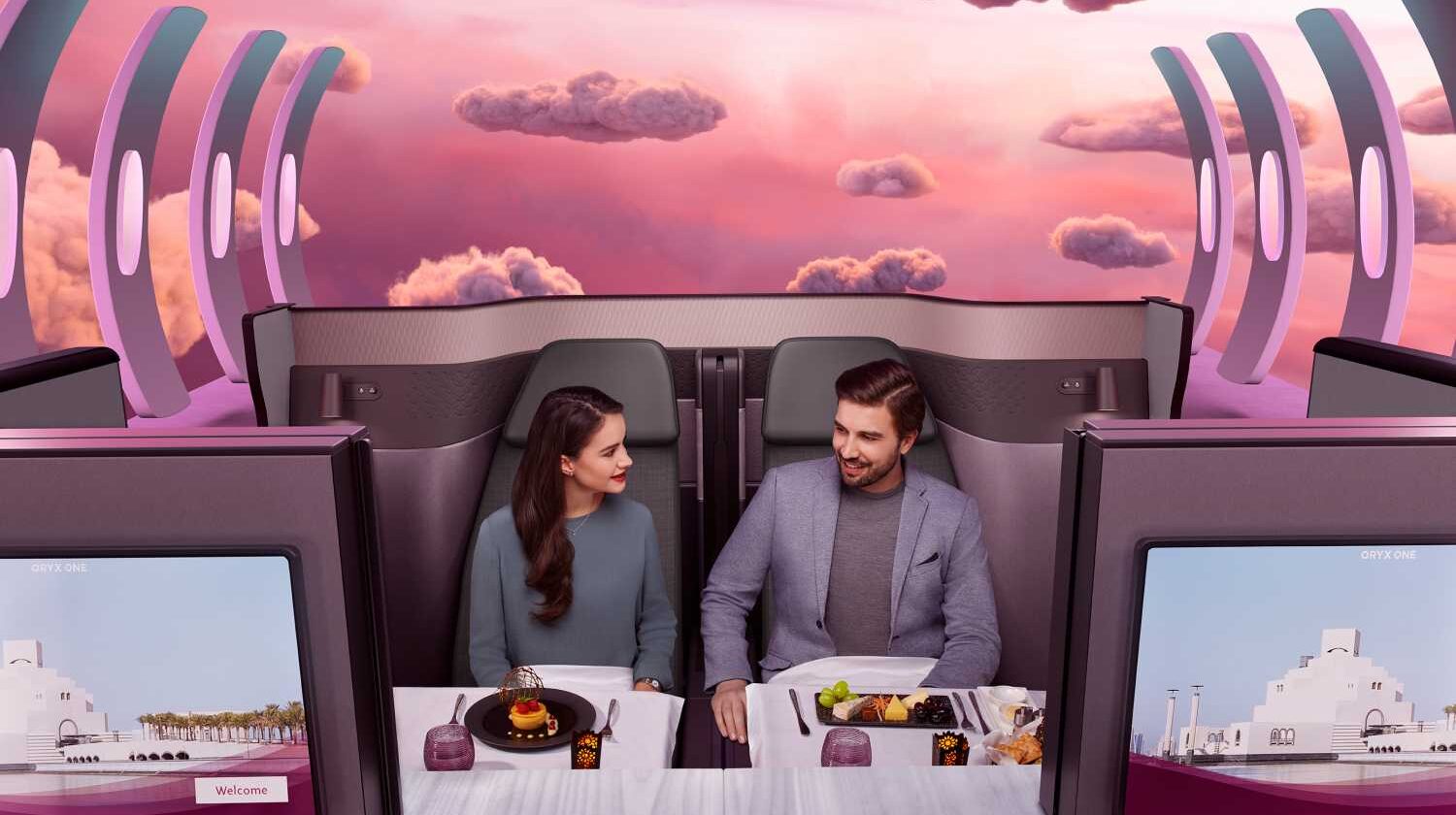 Qatar Airways QSuite dining