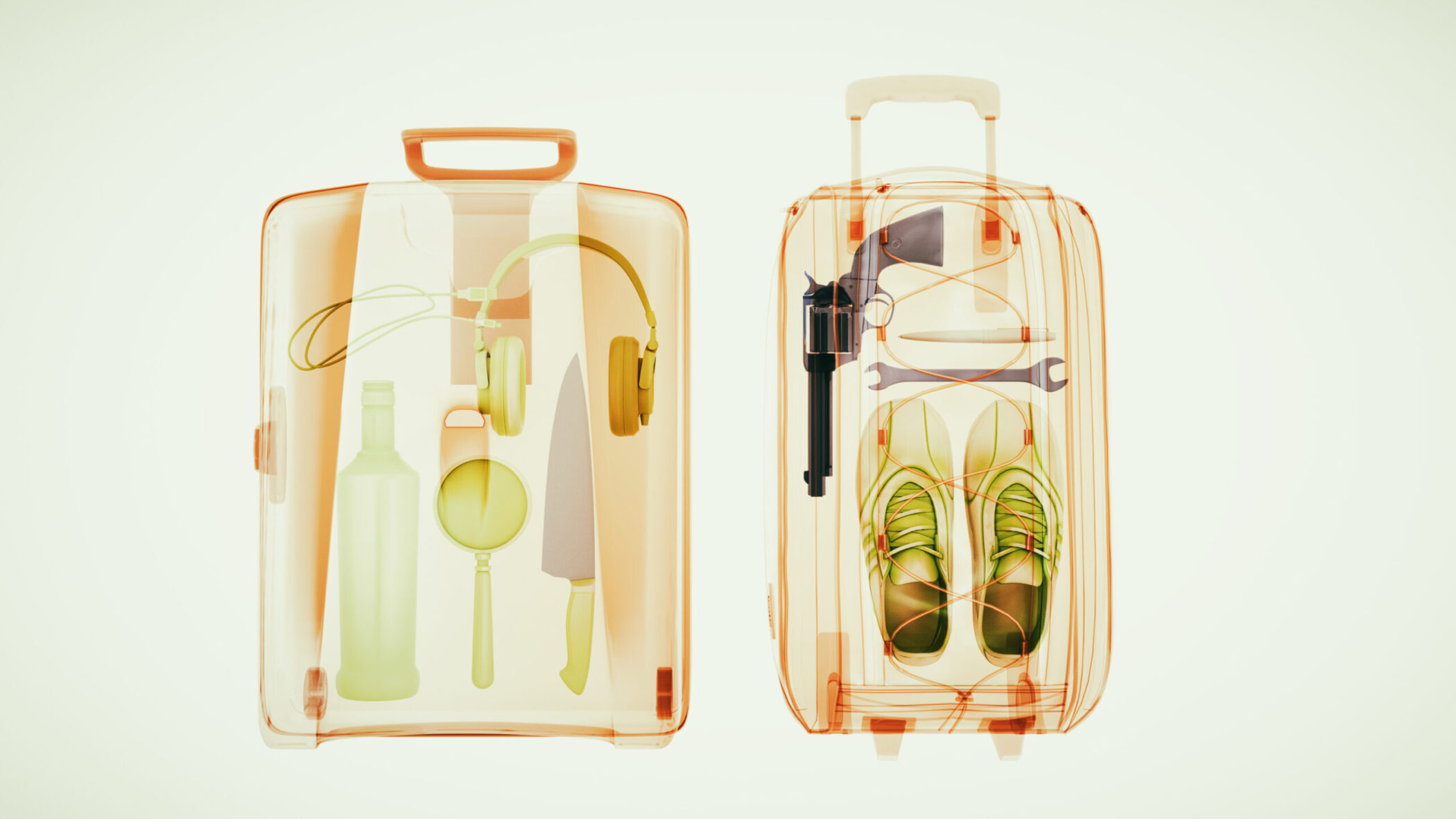 Baggage through the Xray machine to ensure safety.