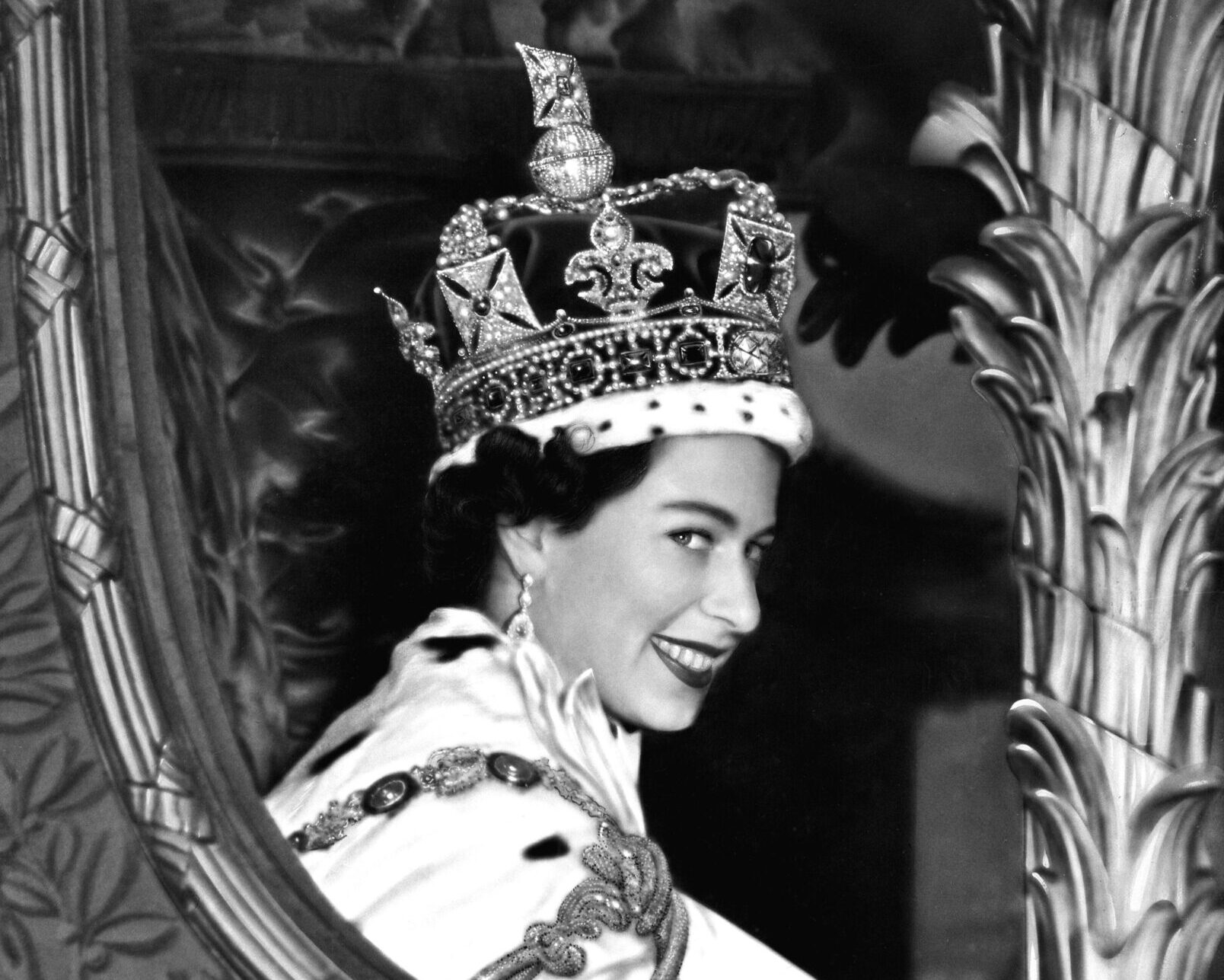 Queen Elizabeth II, who succeeded her father King George VI on February 6, 1952, after her coronation ceremony in Westminster Abbey, London