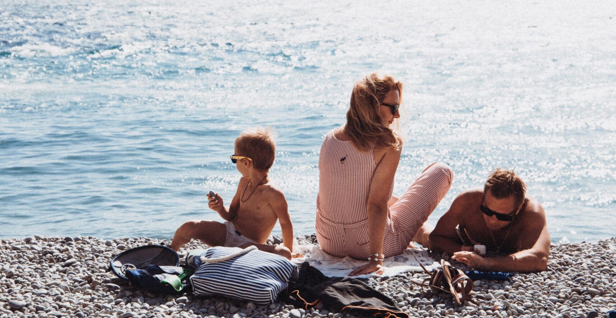 Family on beach