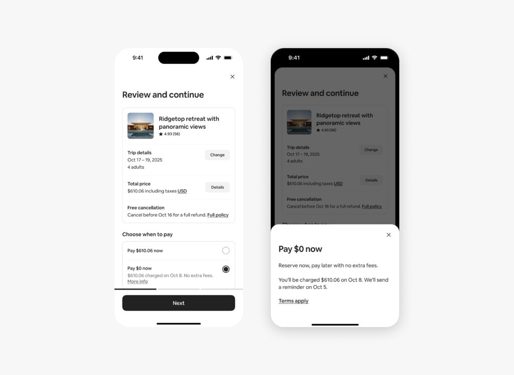 Airbnb Reserve Now, Pay Later