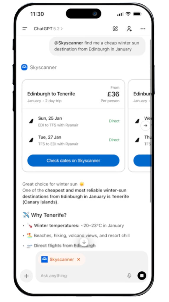 ChatGPT Skyscanner