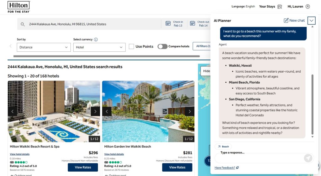 Hilton AI planner