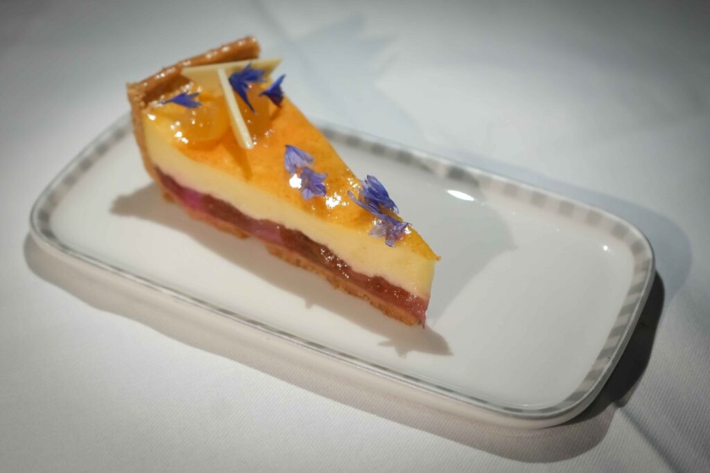 Rhubarb Cake with Vanilla and Ginger Crème Fraiche -landscape by Monica Galetti © Singapore Airlines
