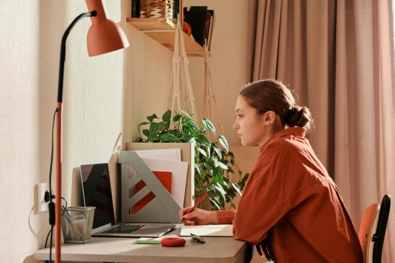 woman working from home