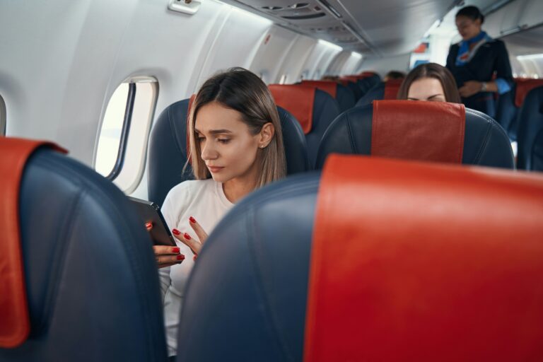 Woman on a plane
