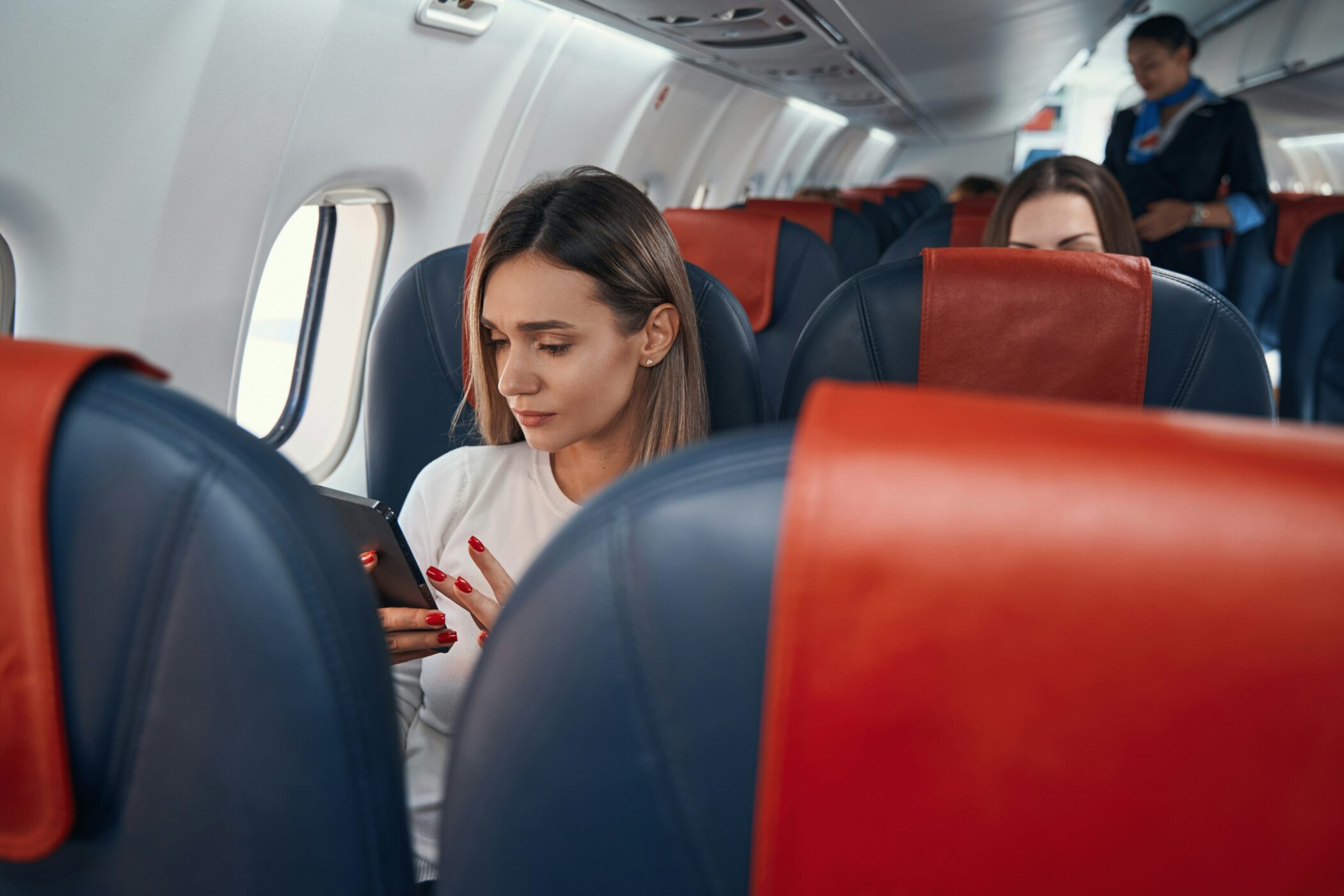 Woman on a plane