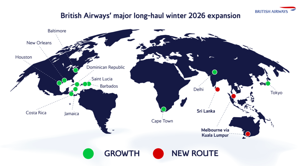 British Airways route map